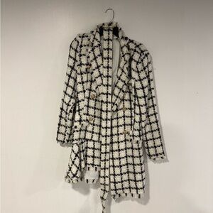 Fashion Nova Black and White Checkered Blazer